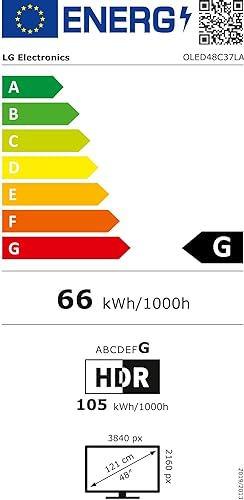 Label énergétique LG OLED48C37LA Téléviseur intelligent 121cm 48" 4K OLED evo 120 Hz (48", C3, OLED, 4K)