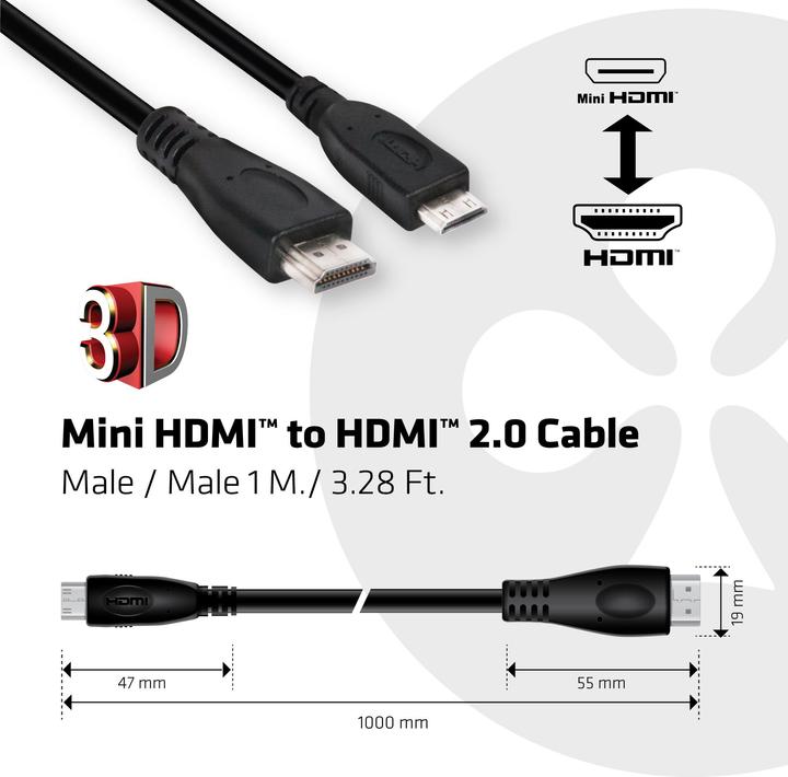 Immagine prodotto Club 3D HDMI (Typ A) — mini HDMI (Typ C) (1 m, HDMI)