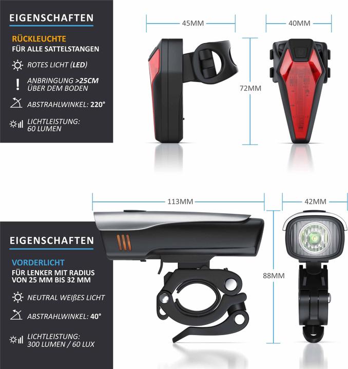 Actual product image Aplic LED bike light set (300 lm)