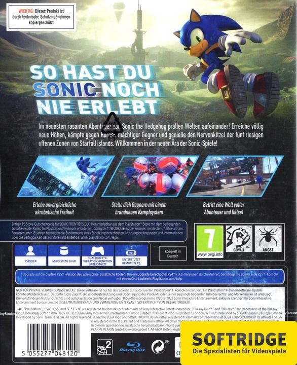 Actual product image Sega Sonic Frontiers Day One Edition (PS4, DE)