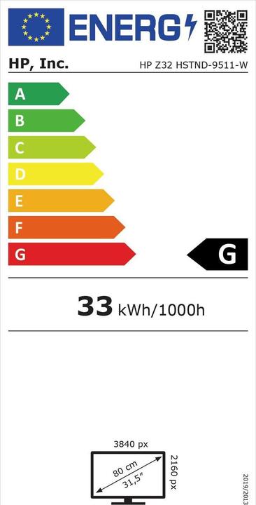 Energy Label HP Z32 (3840 x 2160 Pixels, 31.50")