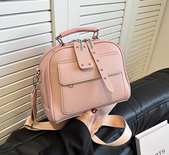 Actual product image Only-Bags.Store Fashion PU Leather Handbag, Trendy Shell Shoulder Bag, Soldi Colour Crossbody Bag