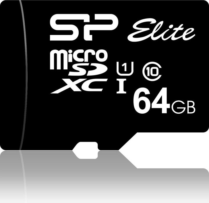 Actual product image Silicon Power Elite UHS-I 64GB microSDXC Ad. SP064GBSTHBU1V10SP (64 GB, microSDXC, U1, UHS-I)