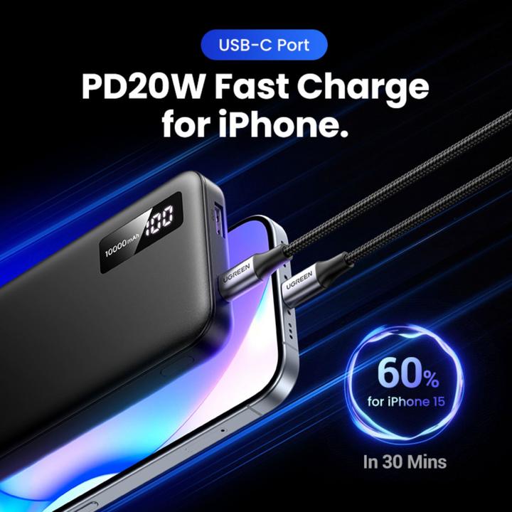 Immagine prodotto Ugreen Two-way Fast Charging Power Bank (10000 mAh, 20 W, 38.20 Wh)