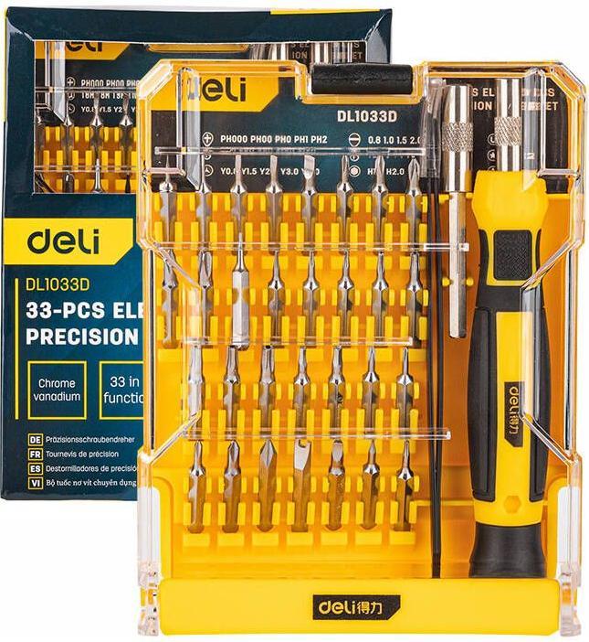 Image du produit Deli Tools Jeu de tournevis de précision 33 pcs EDL1033D