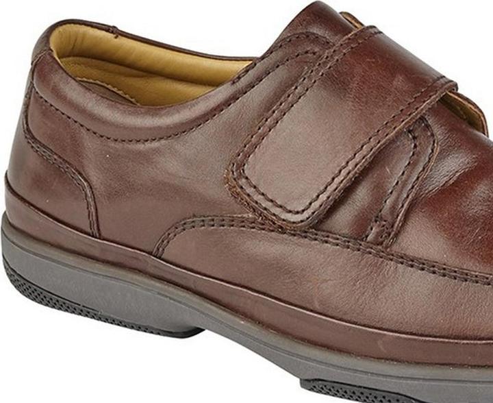 Roamers Leder Wide Fit Klettverschluss Schuhe