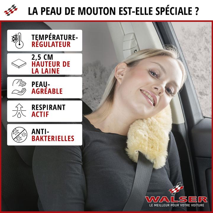 Actual product image Walser Belt pad Millie made of lambskin, 2 pieces car belt protector beige