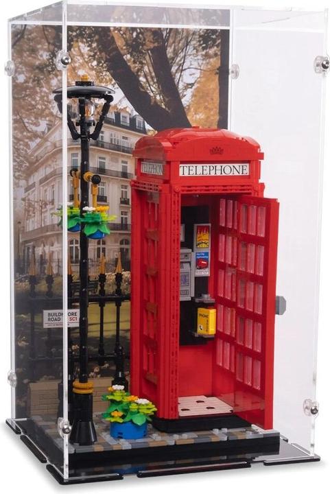 Produktbild iDisplayit Acryl-Display für LEGO® 21347 Rote Londoner Telefonzelle (Mit Hintergrundbild)