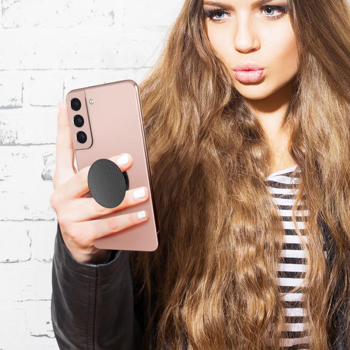 Productafbeelding PopSockets Geborsteld veganistisch leer Zwart (2e generatie, verwisselbaar)