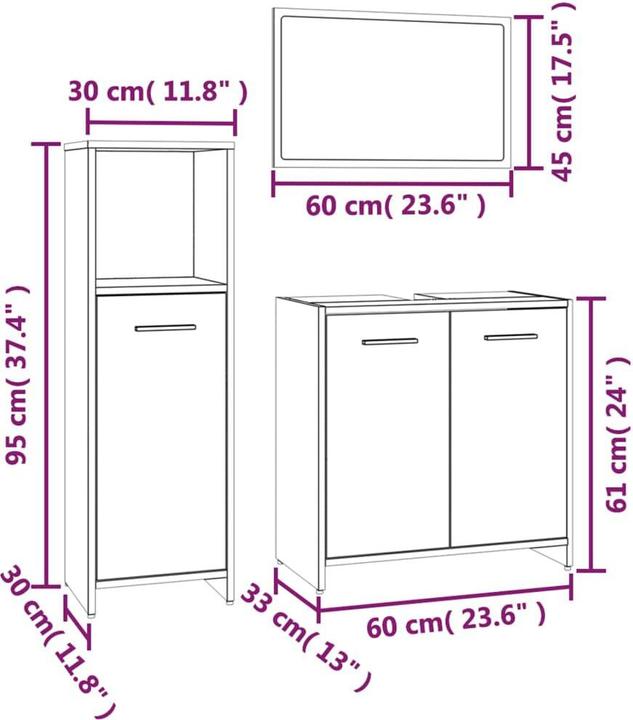 Actual product image VidaXL 3-tlg. Badmöbel-Set