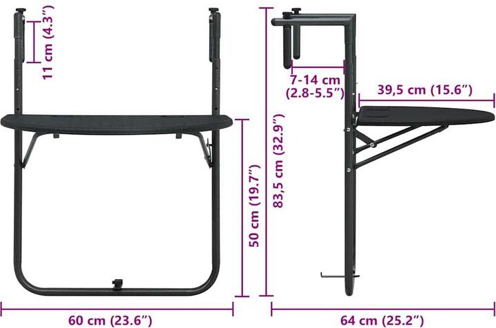 Immagine prodotto VidaXL Tavolo da balcone (60 cm)
