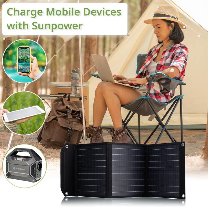 Actual product image Bresser Mobiel Zonnepaneel â€“ 40W â€“ Voor o.a. Smartphone & Tablets â€“ 3x USB (40 W)