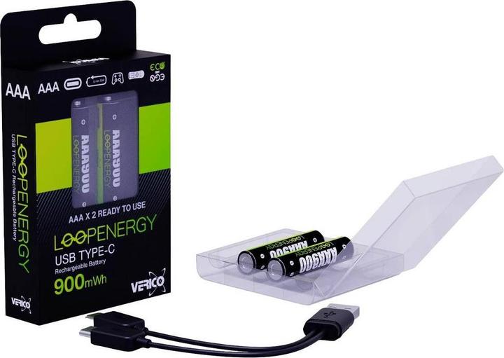 Produktbild Verico LoopEnergy Li-Ion Akku AAA900, USB-C, 2er Pack retail (2 Stk., AAA, 600 mAh)
