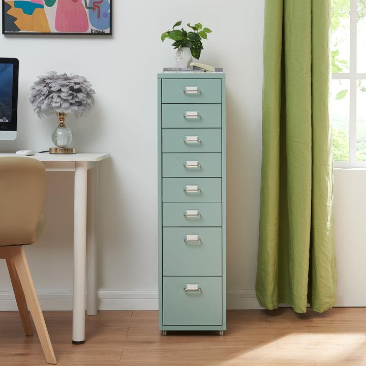 Actual product image En.Casa Rollcontainer Kökar mit 8 Schubladen 109x28x41 cm Mintgrün