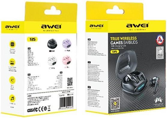 Actual product image Awei słuchawki Bluetooth 5.3 T25 TWS + stacja dokująca czarny/black