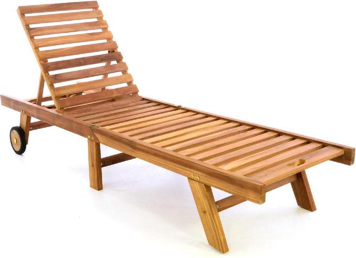 Produktbild VCM Sonnenliege Gartenliege Liegestuhl Teakholz klappbar behandelt (200 cm)