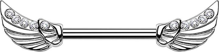 Produktbild Star Piercing Barbell silber Engelsflügel Kristall silber (Messing, Chirurgenstahl 316L)