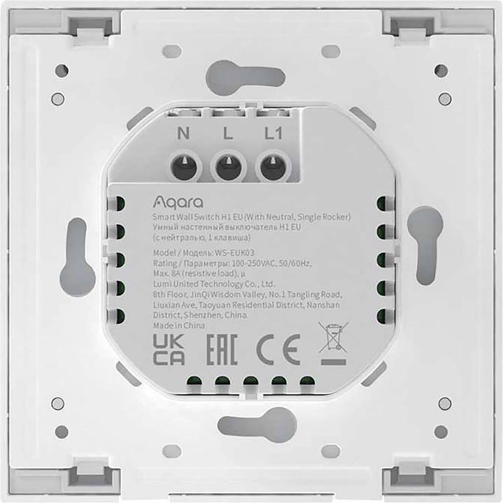 Produktbild Aqara Smart Wall Switch H1 Weiss With Neutral, Single Rocker (Zigbee)