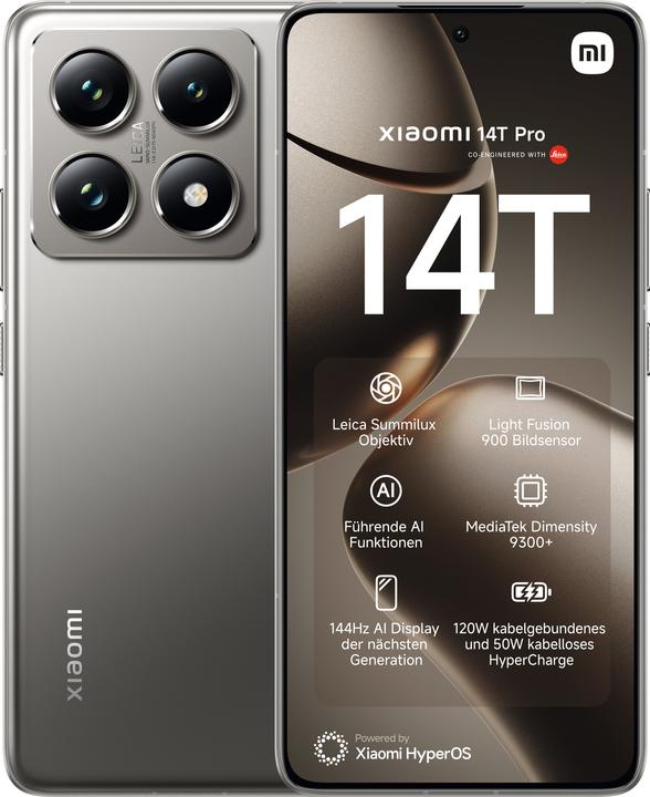 Xiaomi 14T Pro (512 GB, Titan Gray, 6.67", Dual SIM, 50 Mpx, 5G)