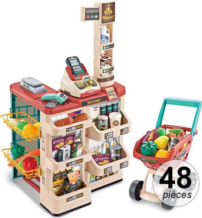 Produktbild VR Shinecon 48 teilige Kinder-Supermarkttheke mit Licht- und Soundeffekten