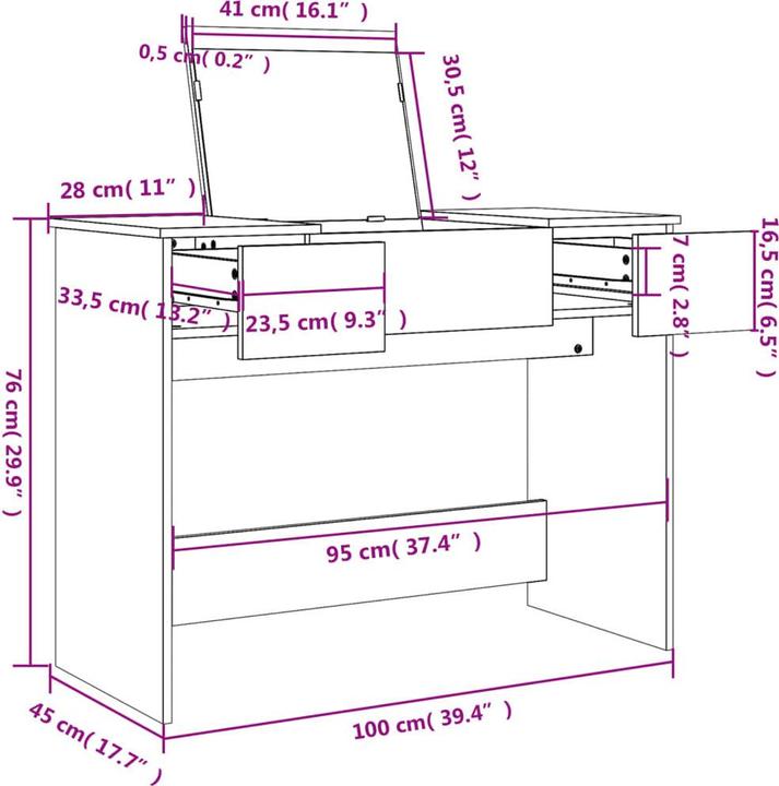 Produktbild VidaXL Karissa (100 x 45 x 76 cm)