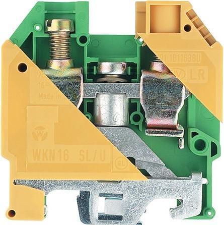 Actual product image Rail-mounted terminal block WKN 16 SL/U GREEN/YELLOW 57.516.9055.0 Green, yellow 1