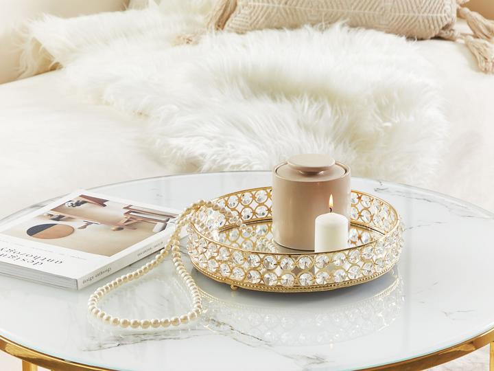 Image du produit Beliani Plateau décoratif verre / fer effet miroir ø 25 cm or VATAN