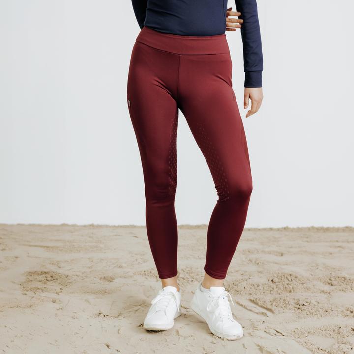 Fouganza Winter-Reitleggings 500 Fullgrip Damen bordeaux (M)