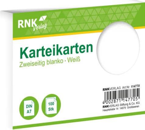Productafbeelding Rnk Indexkaarten blanco A7 (A7, 205 g/m², 100 x)