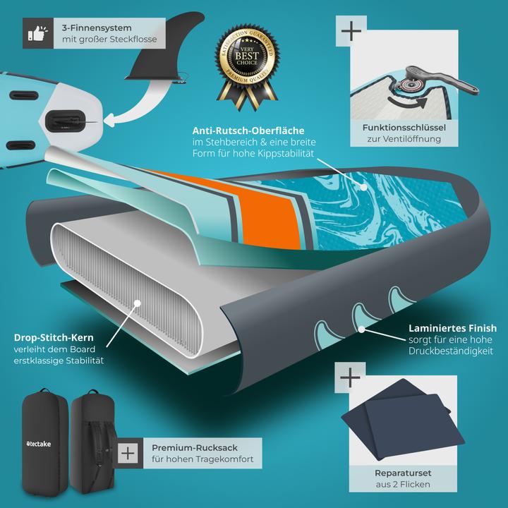 Immagine prodotto tectake Set tavola stand-up paddle Zenon,2 in1 gonfiabile, completo