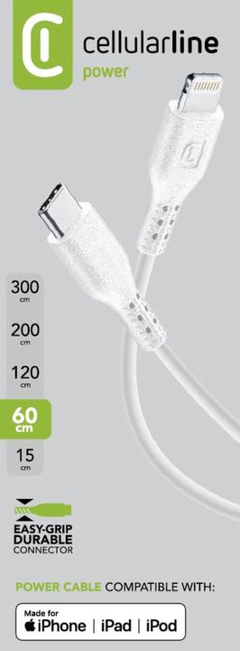 Produktbild Cellularline Power Cable 60cm - USB-C to Lightning (0.60 m, USB 3.2 Gen 1)