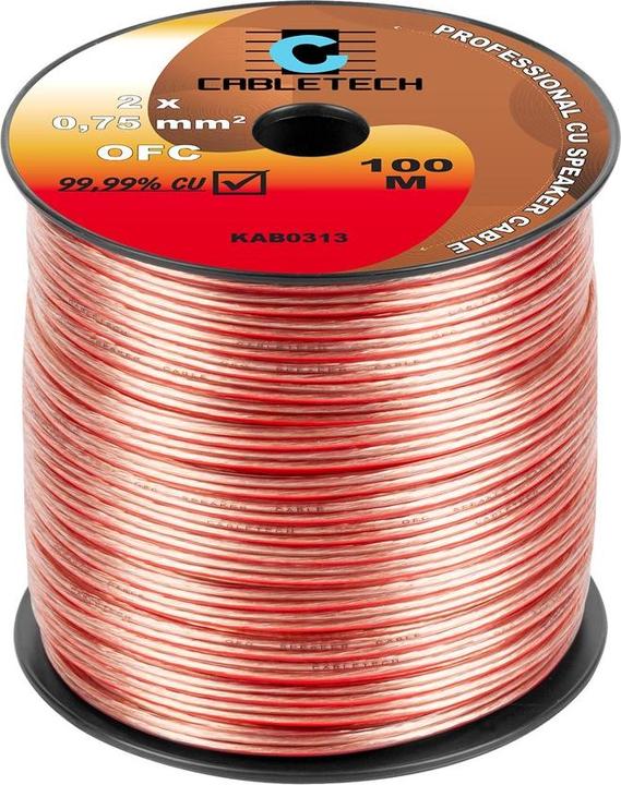 Cabletech Luidsprekerkabel OFC 0,75 mm 100 m (100 m, 0.75 mm²)