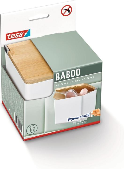 Actual product image tesa BABOO storage box with lid, small incl. adhesive solution without drilling