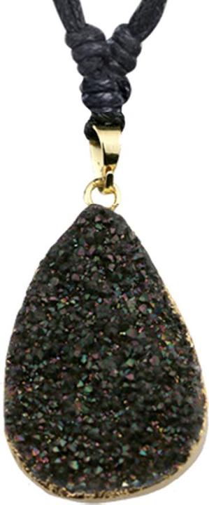 Immagine prodotto Star Piercing Collana nera con ciondolo in pietra druzy agata nera (Ottone, Mnerale)