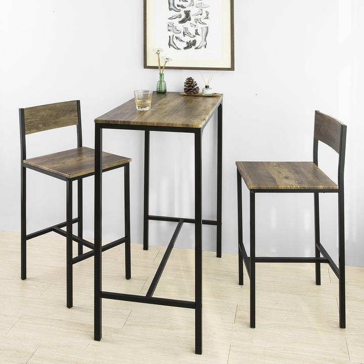 Produktbild SoBuy Bartisch mit 2 Hockern (89 x 45 x 100 cm)
