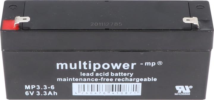 Actual product image Multipower Blei-Akku MP3.3-6 mit Faston Kontakt 4,8mm (6 V, 3.30 Ah)
