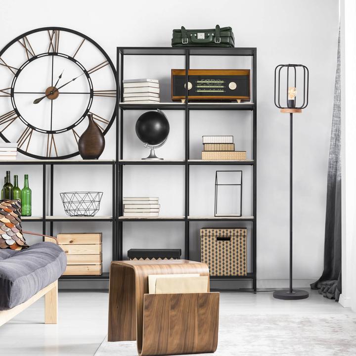 Productafbeelding Brilliant Tosh vloerlamp 1flg antiek hout/zwart korund (E27)