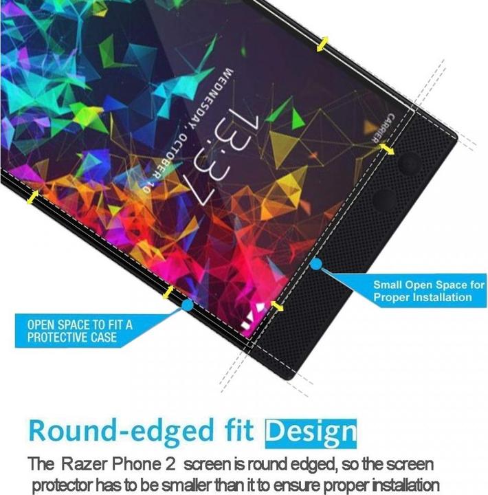 Actual product image Screenguard Razer Phone 2 Protective Glass Film Case Friendly Design (1 Piece, Razer Phone 2)
