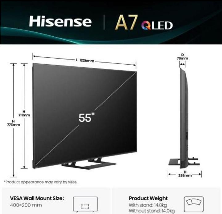 Produktbild Hisense TV 55A7Q (55", LED, 4K, 2025)