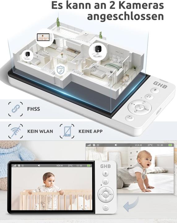 Immagine prodotto GHB Babyphone mit Kamera und 5 Zoll HD-Display (Video e audio)