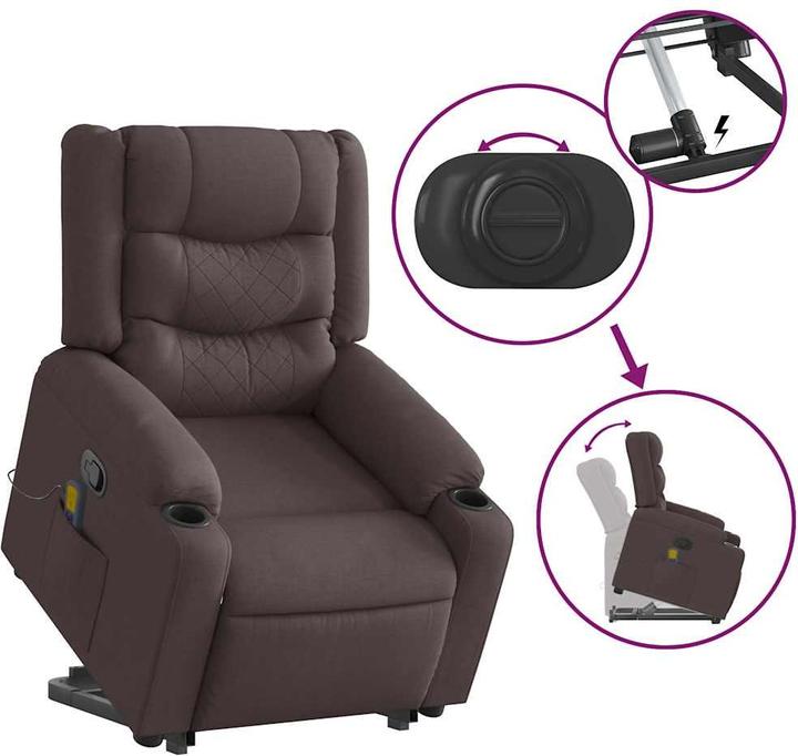 Produktbild VidaXL Massagesessel mit Aufstehhilfe Dunkelbraun Stoff
