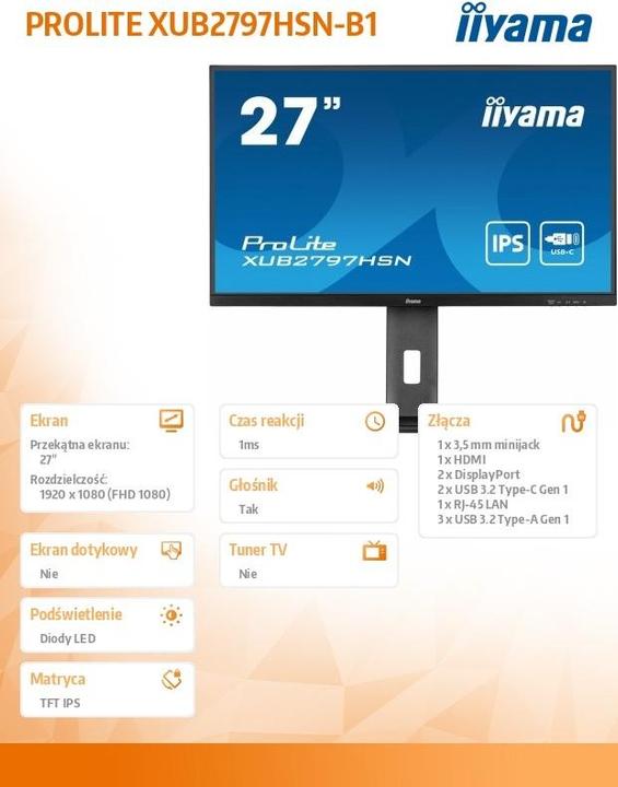 Actual product image iiyama 27IN ULTRA THIN IPS PANEL 1920X1080 100HZ 1MS. 250 CD/M2 1 (1920 x 1080 pixels, 27")