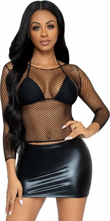 Image du produit Leg Avenue Top fishnet à manches longues (Taille unique)