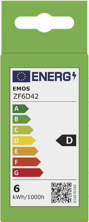 Etichetta energetica Emos Lampada LED Filament Mini Globe / E27 / 5,9 W (60 W) / 806 lm / Bianco caldo (E27, 5.90 W, 806 lm, 1 x, D)