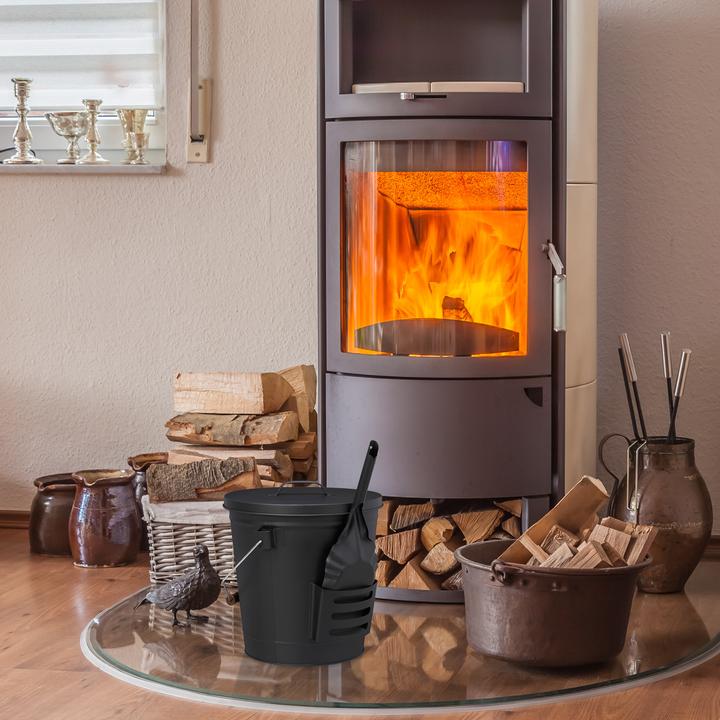 Actual product image Relaxdays Ash Bucket with Lid and Shovel (38 x 33 x 47.5 cm)