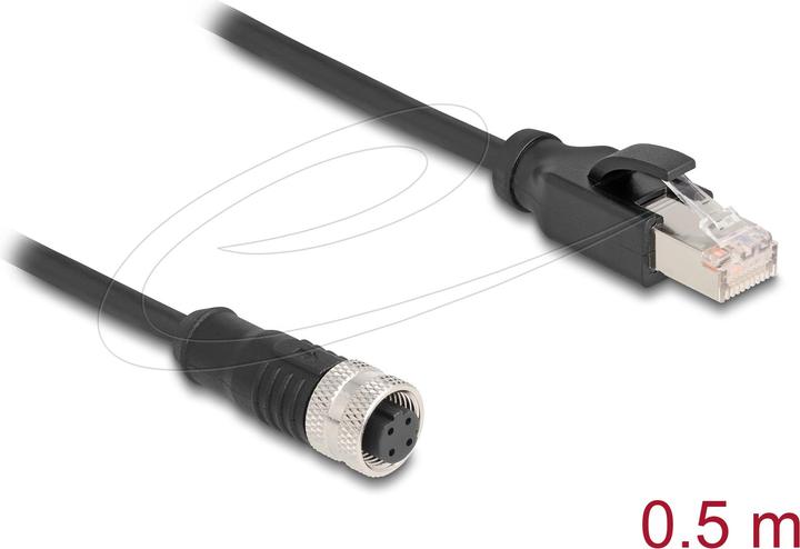 Image du produit Delock Câble adaptateur M12 D-codé 4 broches femelle vers RJ45 mâle 50 cm (S/FTP, CAT5e, 0.50 m)
