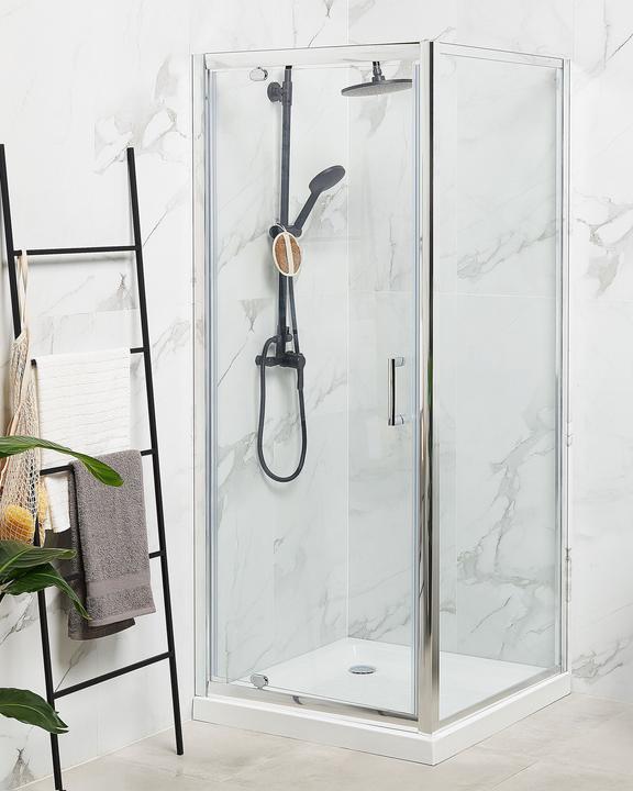 Produktbild Beliani Duschabtrennung aus Temperglas 70 x 70 x 185 cm silber DARLI (70 cm, 70 cm, 185 cm)