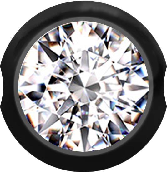 Produktbild Star Piercing Ball Closure Kugel schwarz mit Kristall silber (Chirurgenstahl 316L)