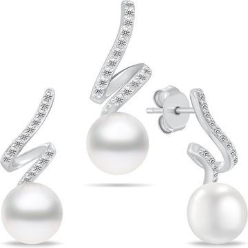 Image du produit Brilio Silver - Silver jewelry set with zircons and pearls SET269W (earrings. pendant)