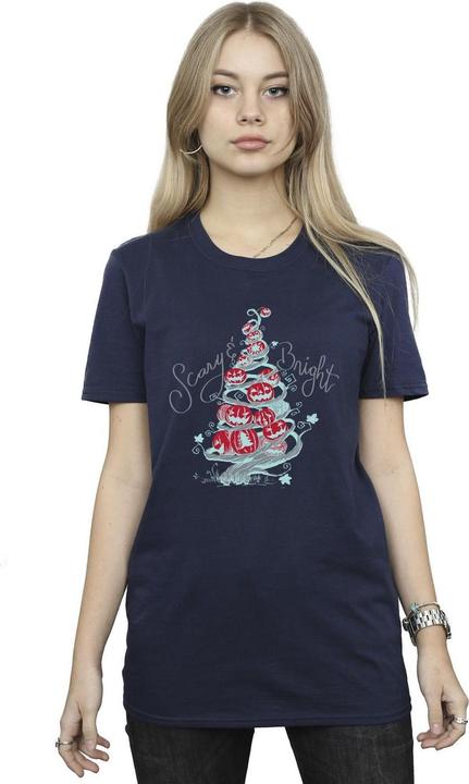Actual product image Disney Womens/Ladies The Nightmare Before Christmas Scary & Bright Cotton Boyfriend T-Shirt (M)